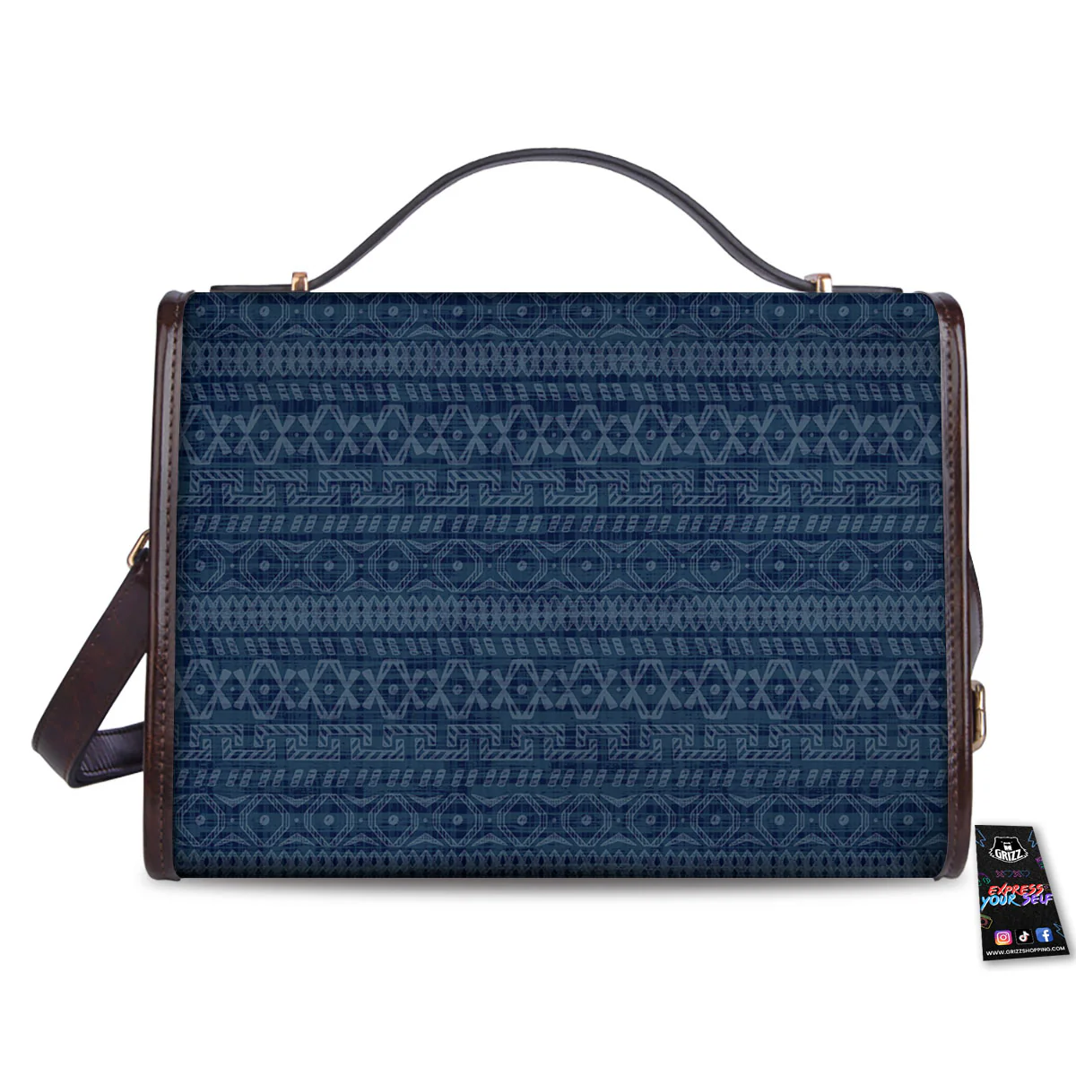Denim Jeans Native Print Pattern Women's Satchel Bag - Image 2