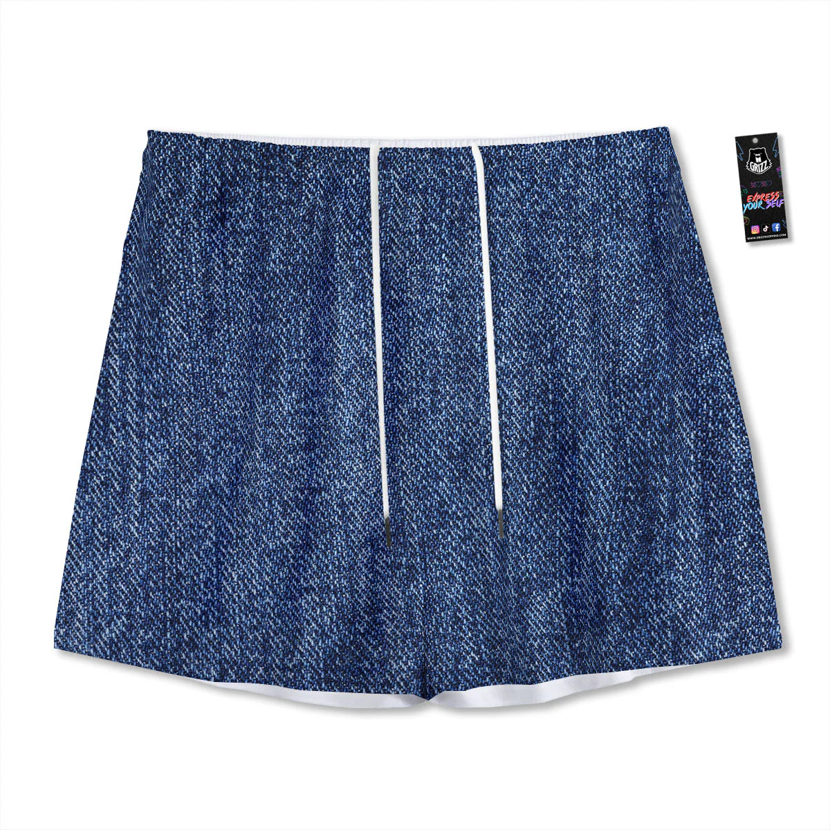 Denim Jeans Navy Blue Print Mesh Shorts