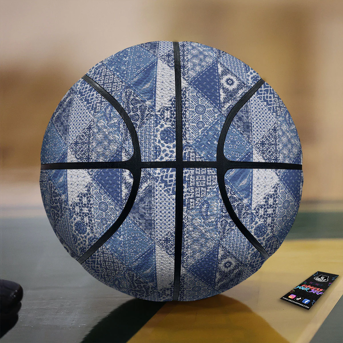 Denim Jeans Patchwork Print Pattern Basketball