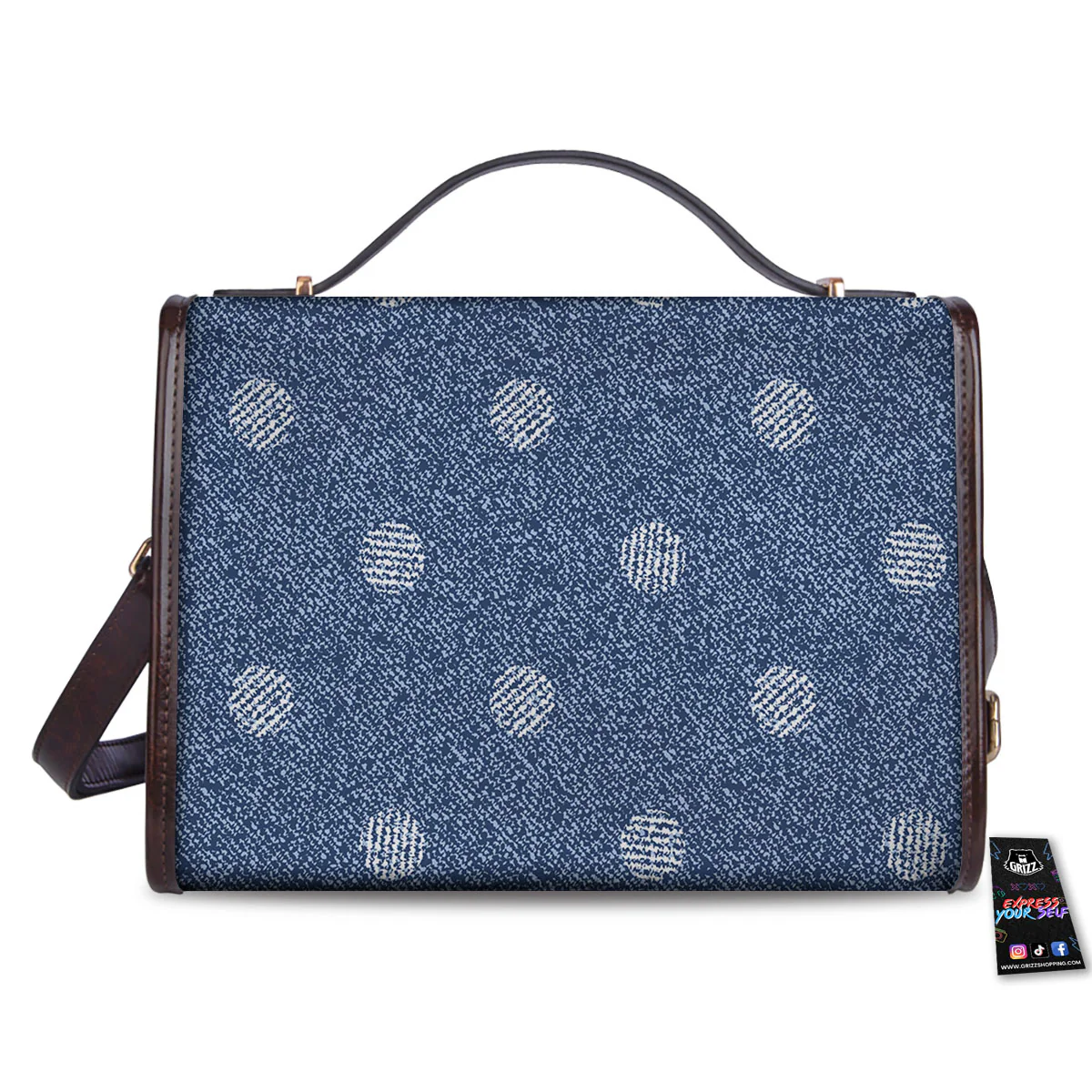 Denim Jeans Polka Dot Print Pattern Women's Satchel Bag - Image 2