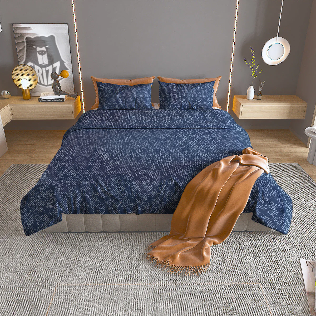 Denim Jeans X Cross Print Pattern Duvet Cover Bedding Set