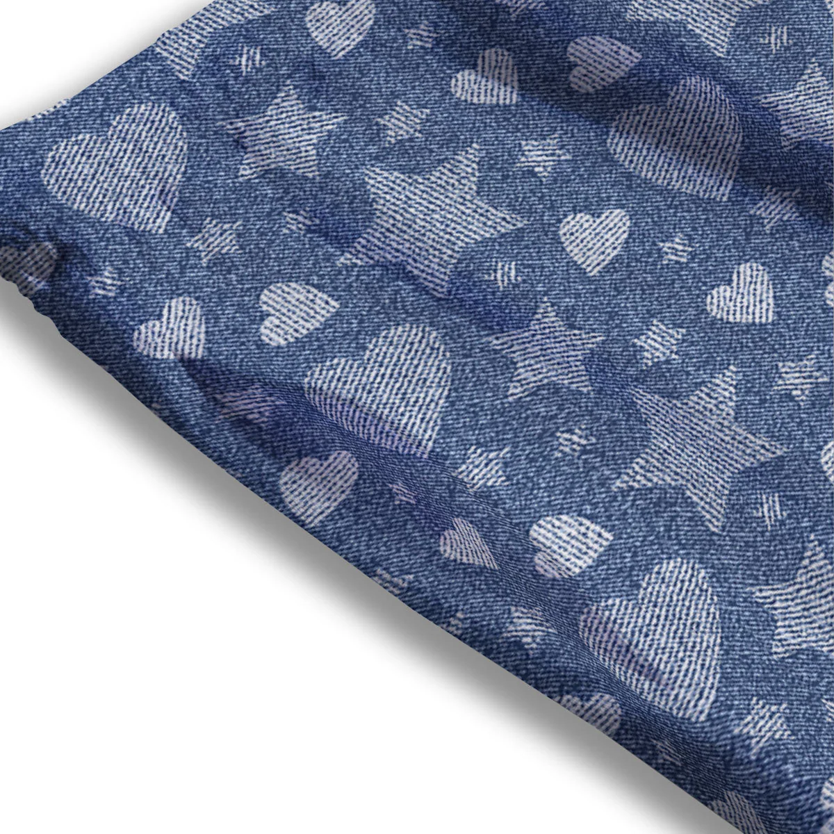 Denim Star Jeans And Heart Print Pattern Mesh Shorts - Image 3