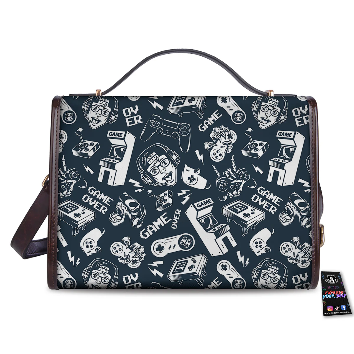 Devices Video Game Print Pattern Women's Satchel Bag - Image 2