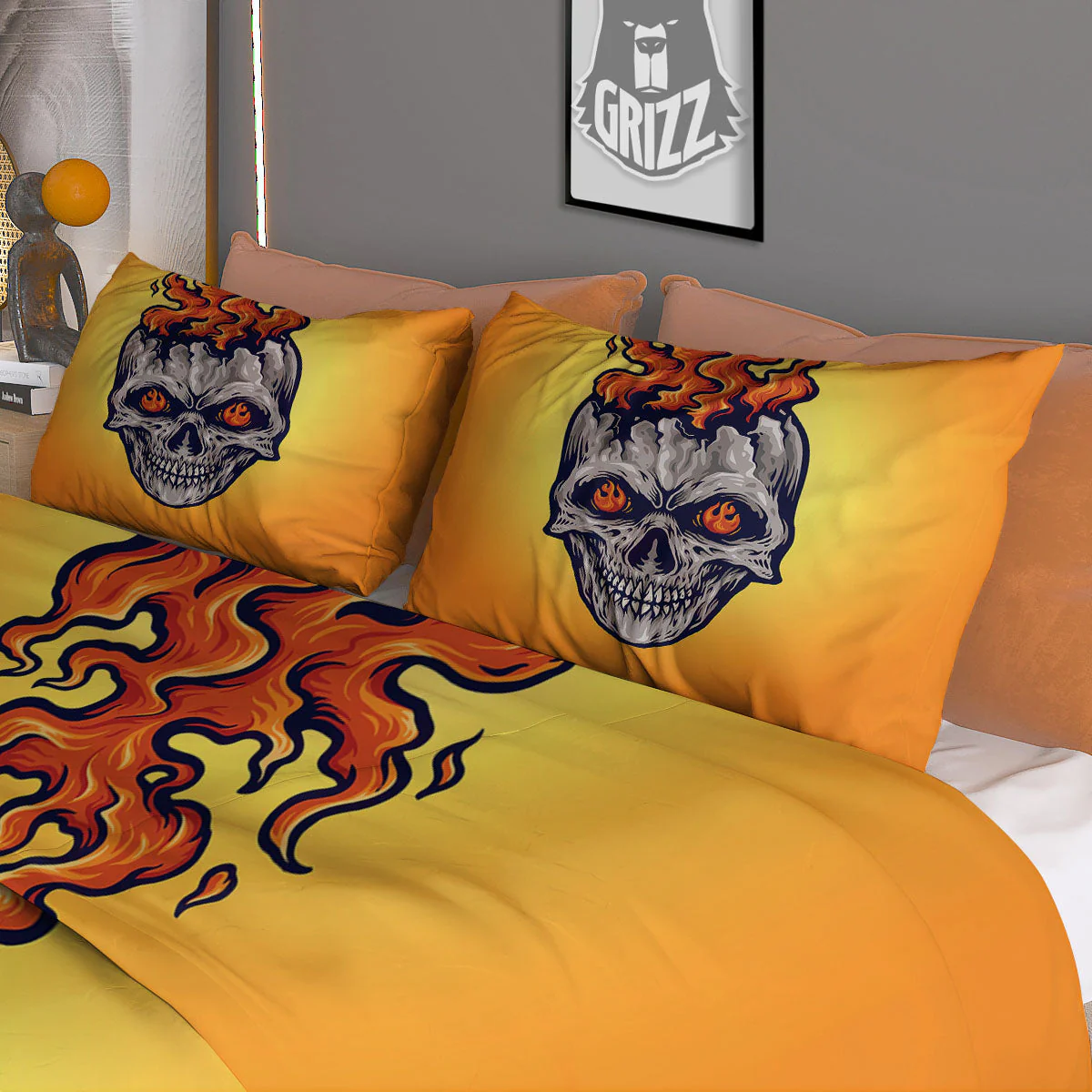 Devil Fire Punk Print Duvet Cover Bedding Set - Image 3