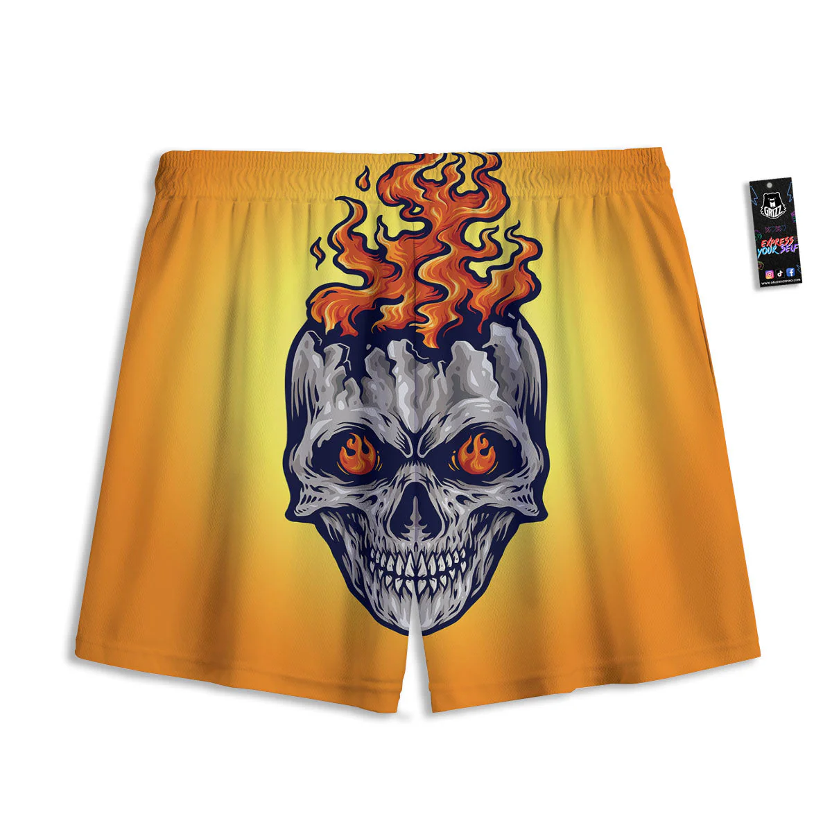 Devil Fire Punk Print Mesh Shorts - Image 2