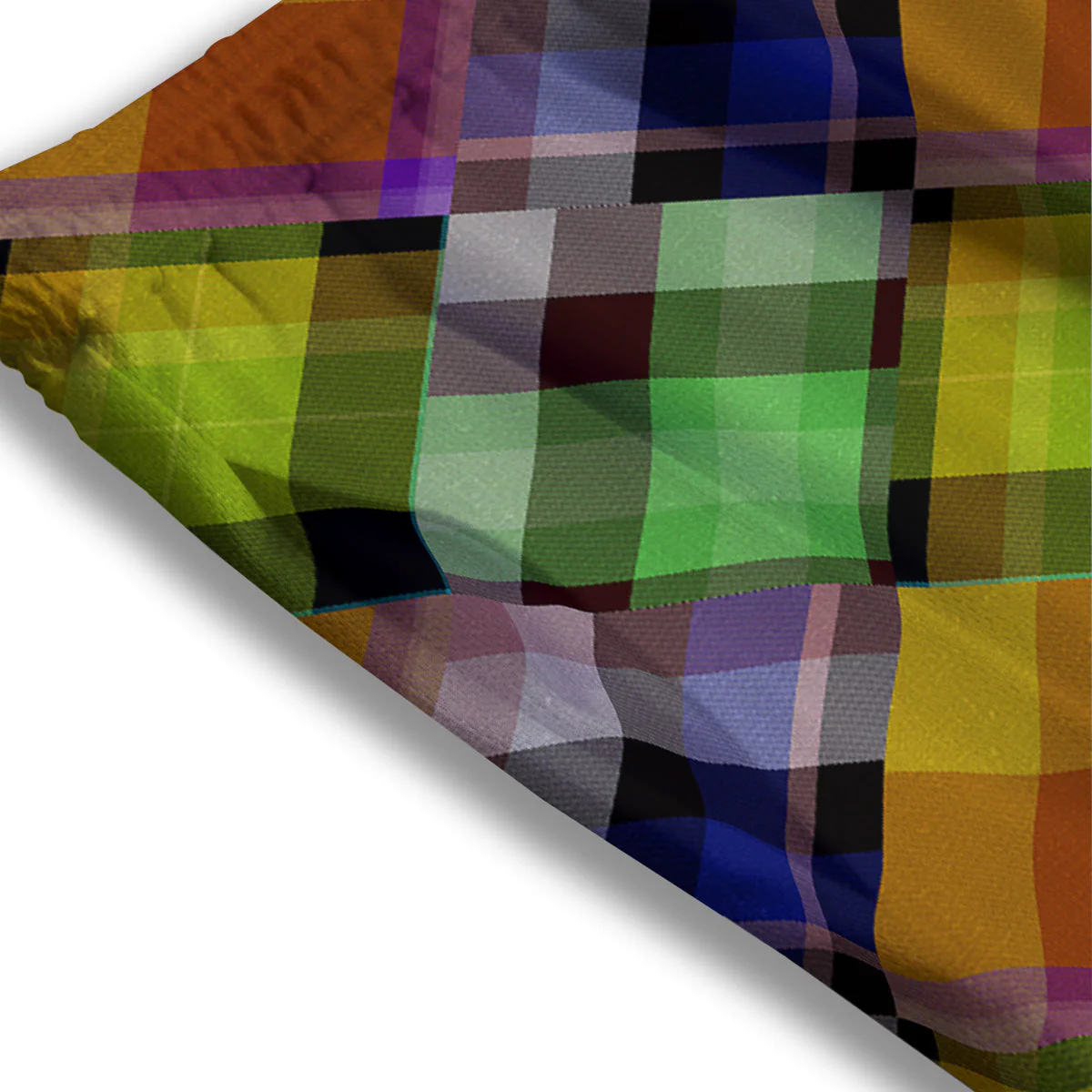 Diagonal Madras Plaid Print Pattern Mesh Shorts - Image 3