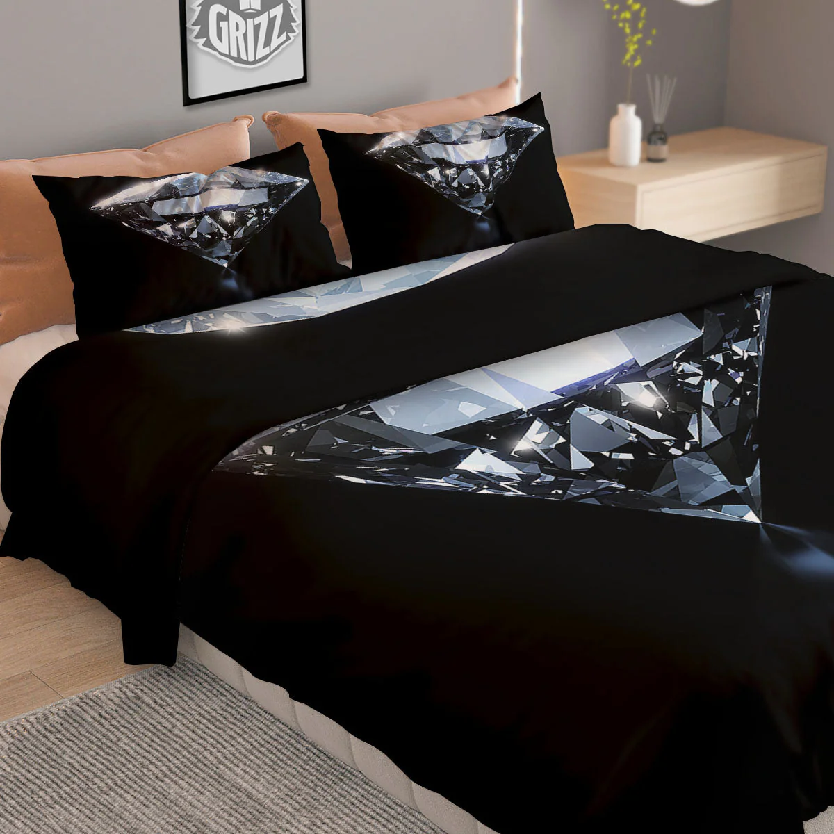 Diamond Print Duvet Cover Bedding Set - Image 2