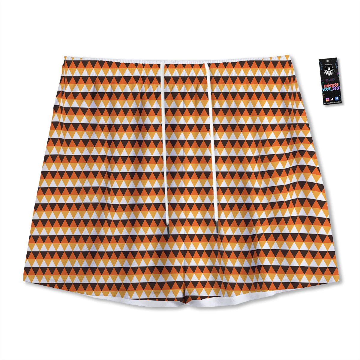 Diamond Shape Halloween Print Pattern Mesh Shorts
