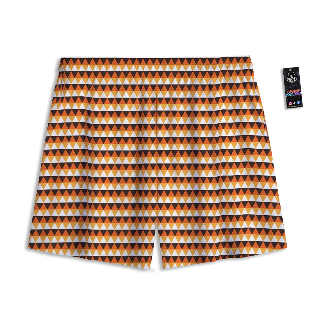 Diamond Shape Halloween Print Pattern Mesh Shorts - Image 2