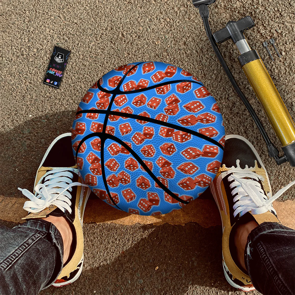 Dice Blue And Red Print Pattern Basketball - Image 2