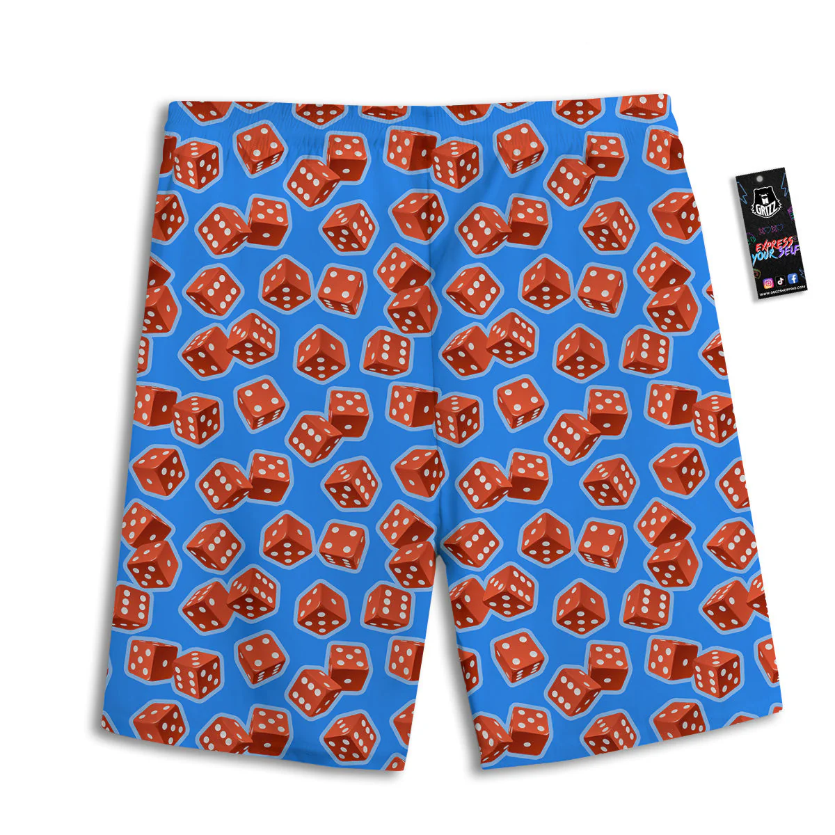 Dice Blue And Red Print Pattern Men's Athletic Shorts - Image 2