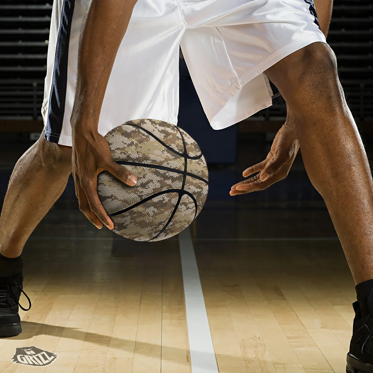 Digital Camo Beige Print Pattern Basketball - Image 3