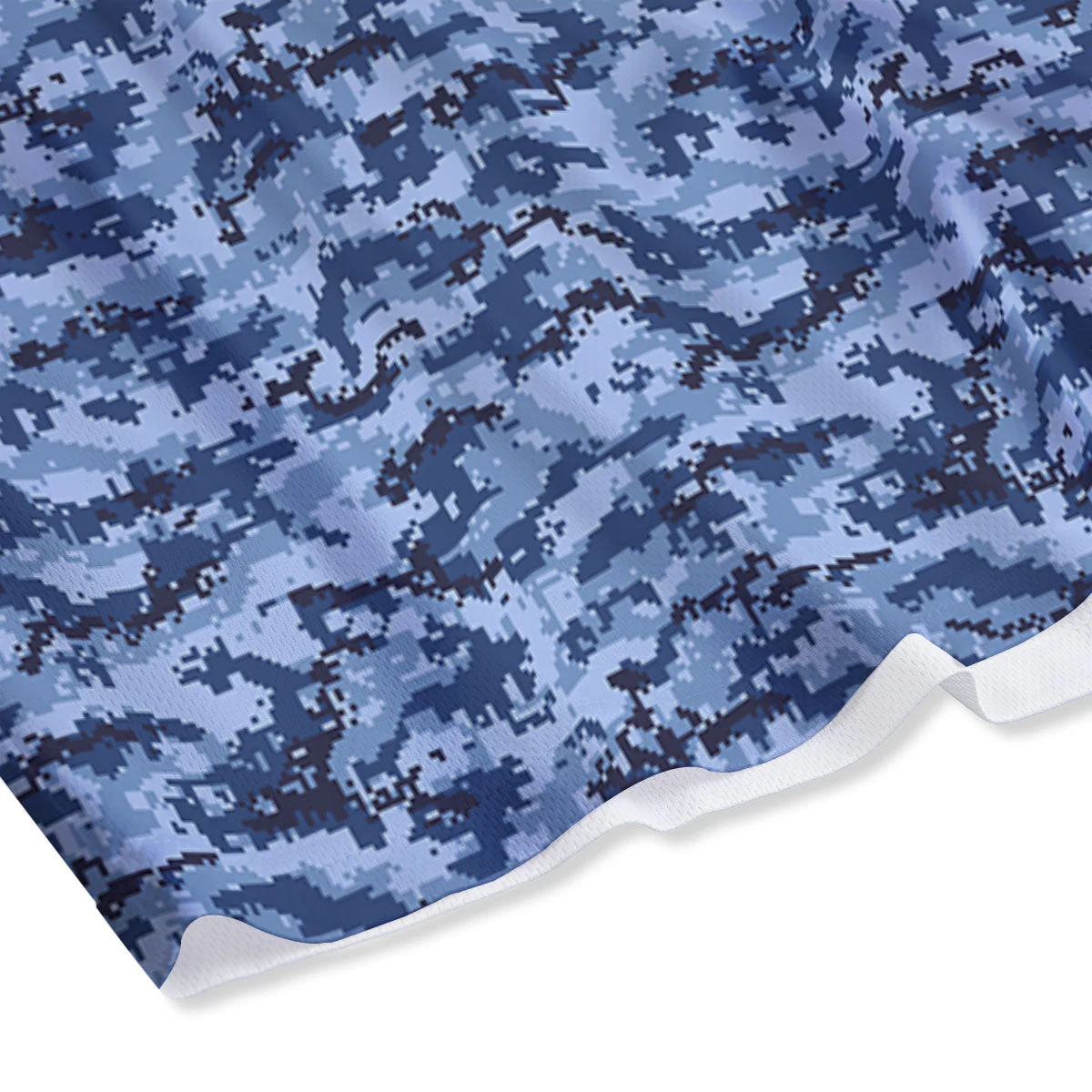 Digital Camo Blue Print Pattern Mesh Shorts - Image 4