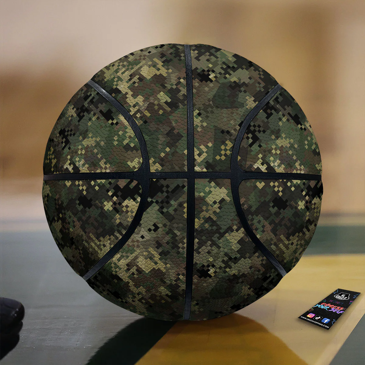 Digital Camo Forest Green Print Pattern Basketball