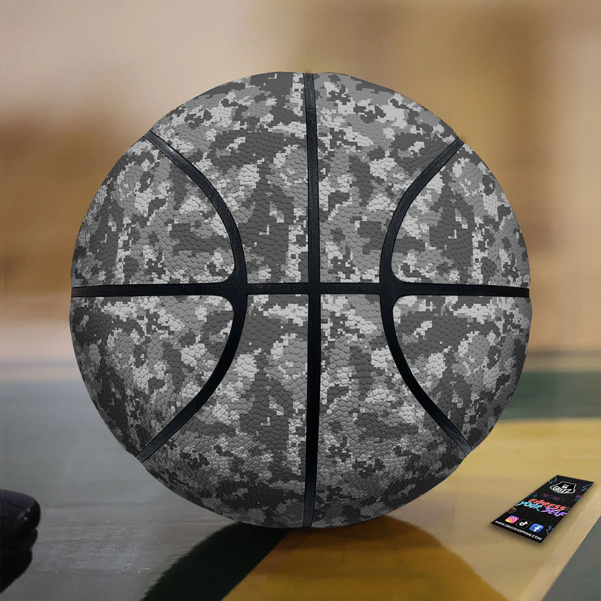 Digital Camo Grey Print Pattern Basketball
