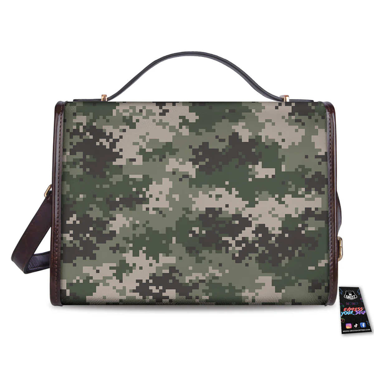 Digital Camo Military Print Pattern Women's Satchel Bag - Image 2