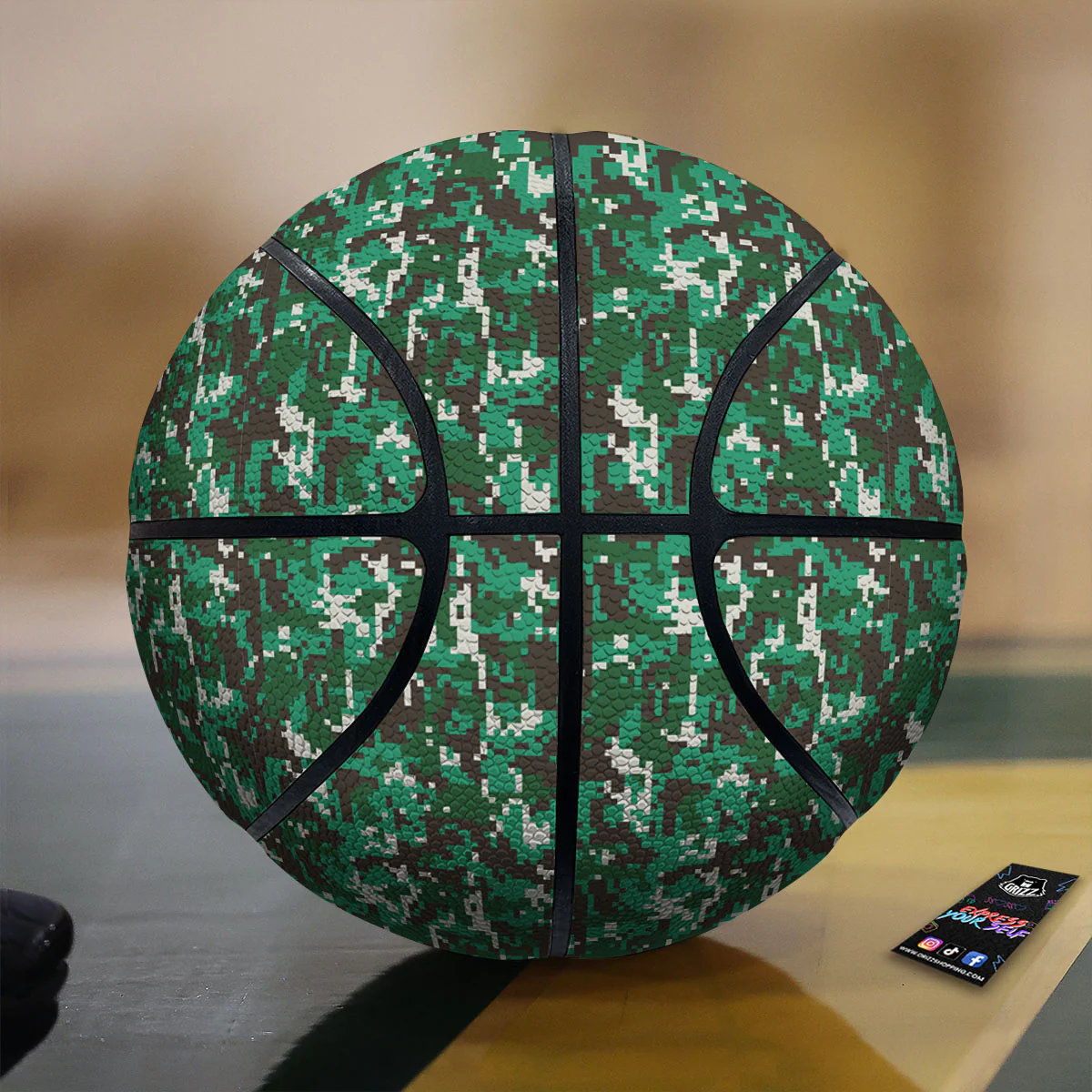 Digital Camo White And Green Print Basketball