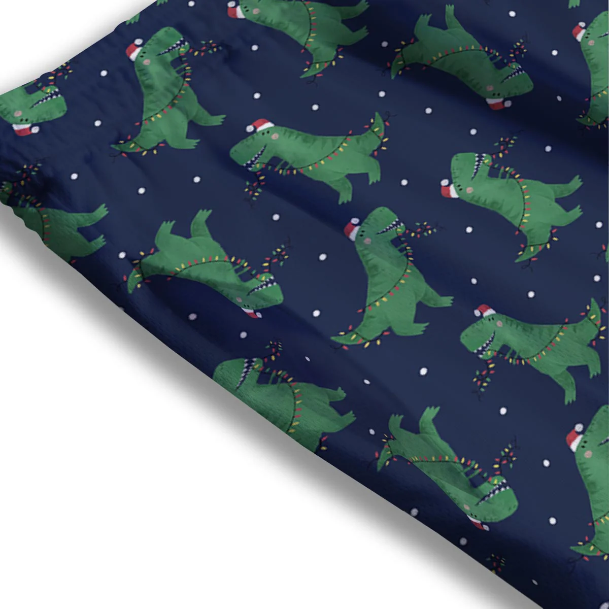Dino T-Rex Christmas Santa Claus Print Pattern Mesh Shorts - Image 3