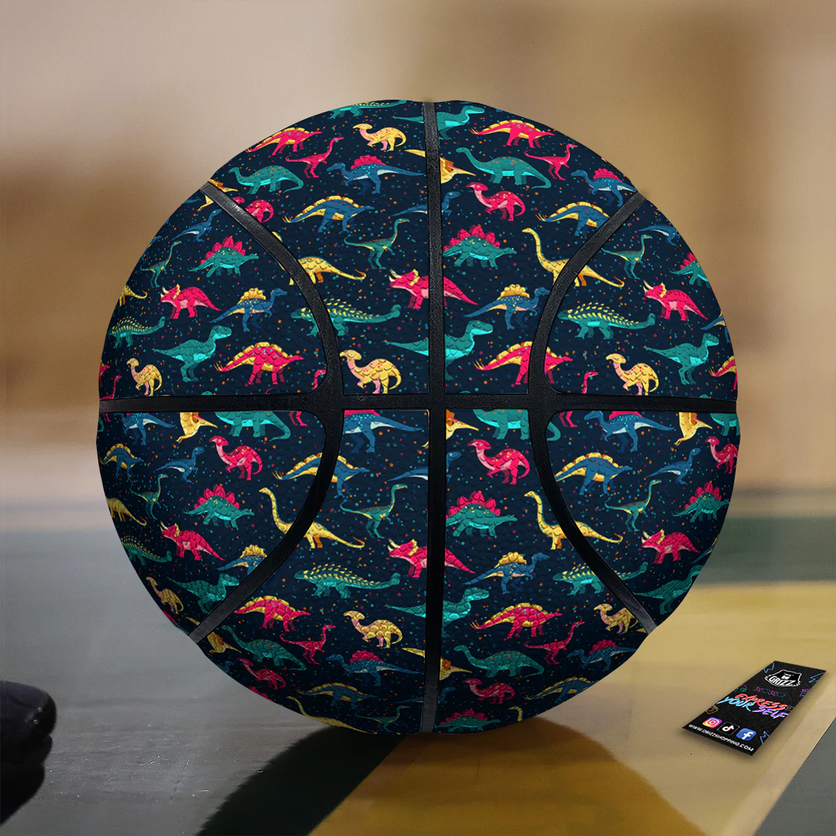 Dinosaur Colorful Print Pattern Basketball
