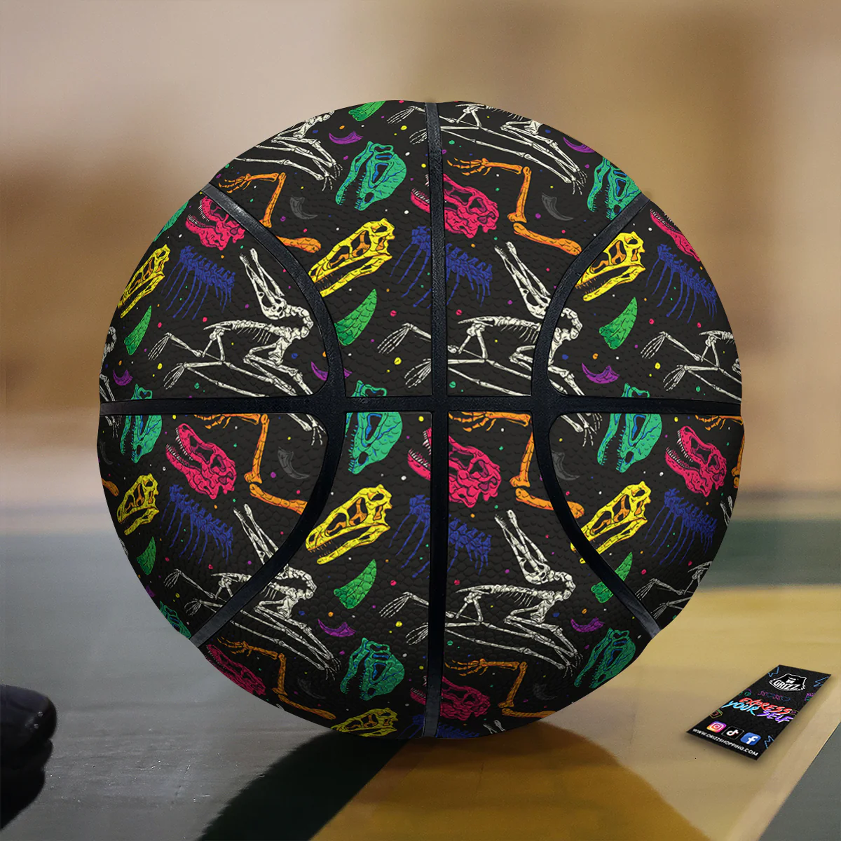 Dinosaurs Fossil Colorful Print Pattern Basketball