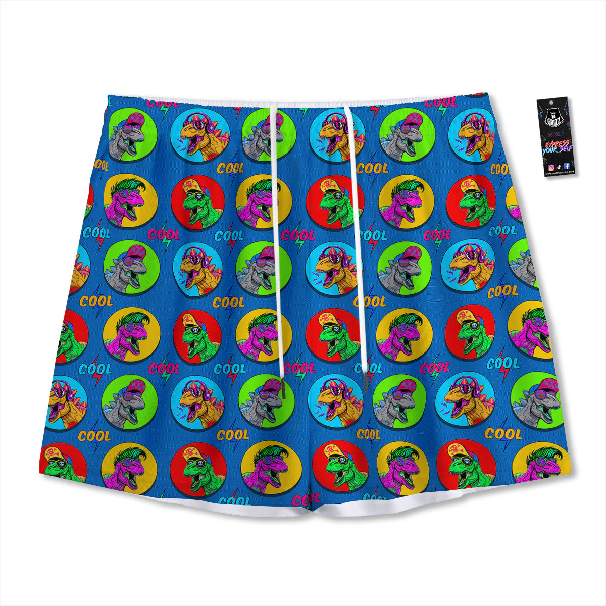 Dinosaurs Pop Art Print Pattern Mesh Shorts