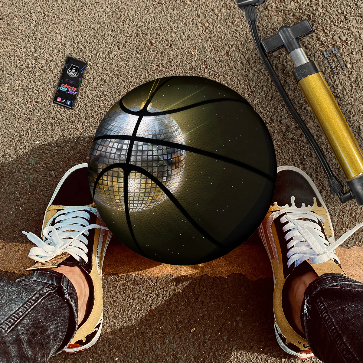 Disco Ball In Night Party Print Basketball - Image 2