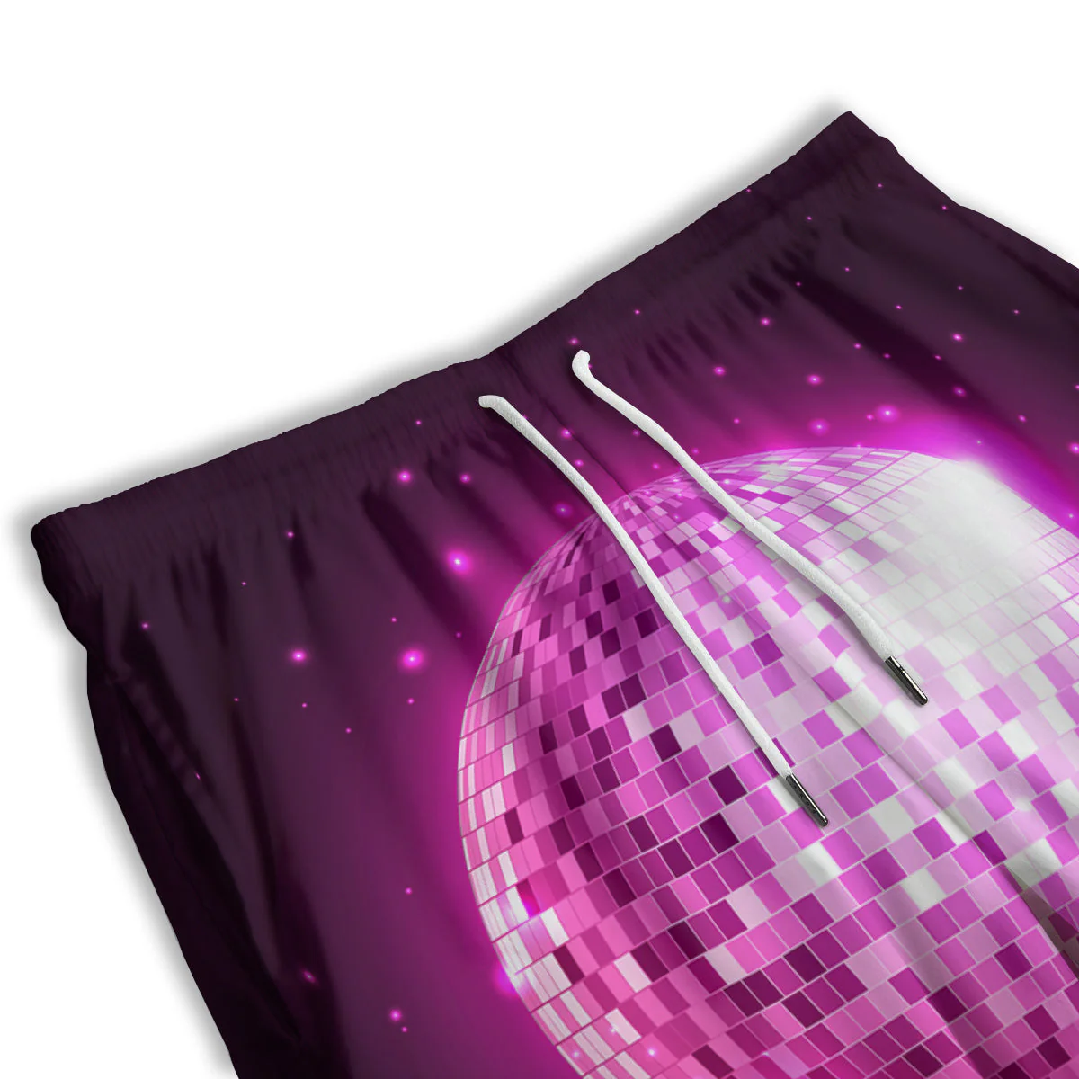 Disco Ball Light Pink Print Men's Athletic Shorts - Image 3