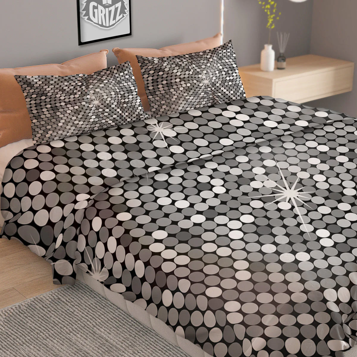Disco Ball Texture Print Duvet Cover Bedding Set - Image 2