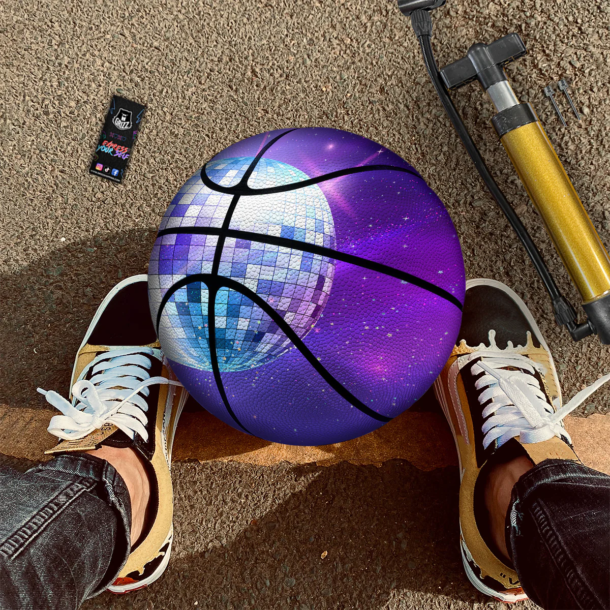 Disco Ball Ultraviolet Print Basketball - Image 2
