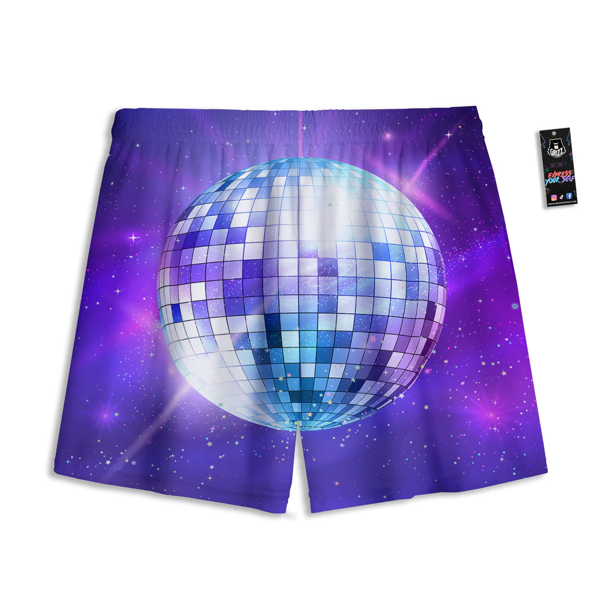 Disco Ball Ultraviolet Print Mesh Shorts - Image 2