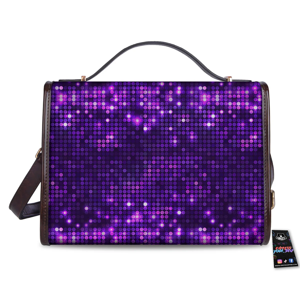 Disco Lights Purple Print Pattern Women's Satchel Bag - Image 2