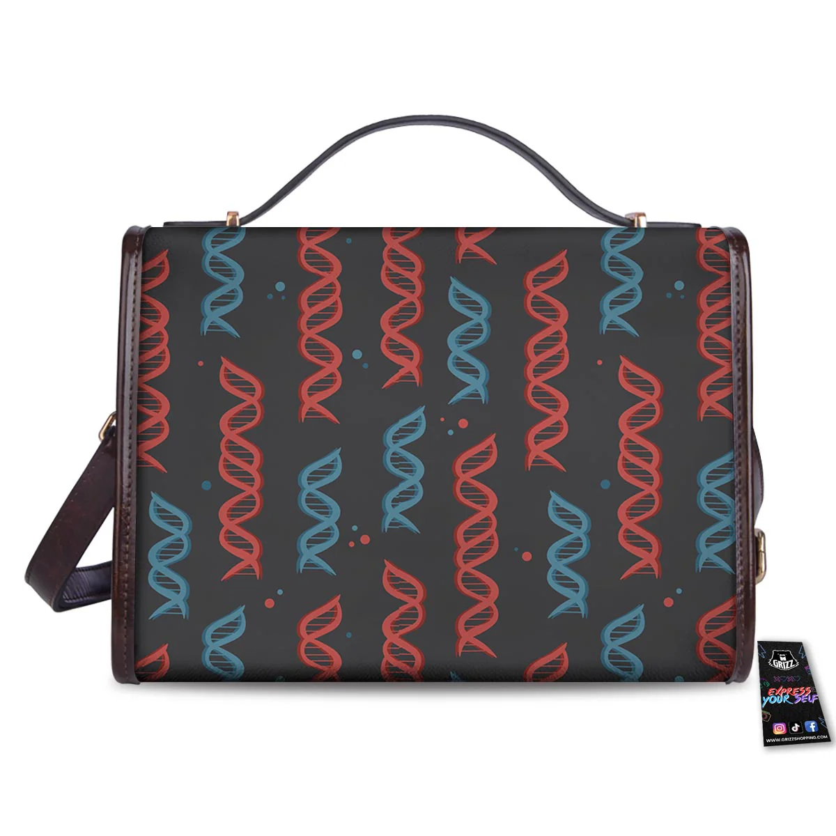 DNA Blue And Red Print Pattern Women's Satchel Bag - Image 2