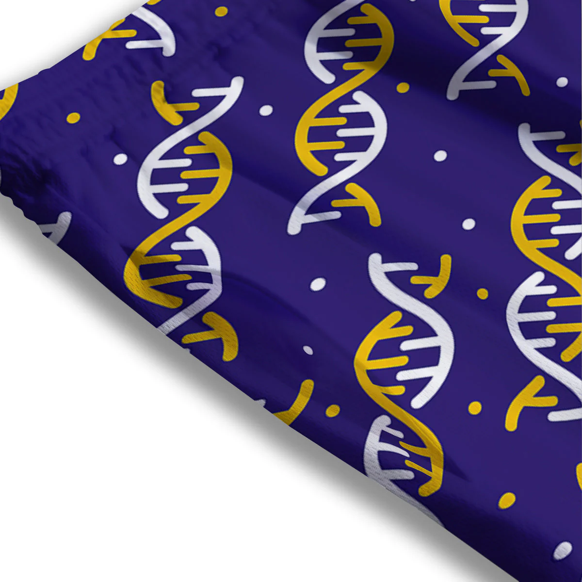 DNA Yellow And White Print Pattern Mesh Shorts - Image 3