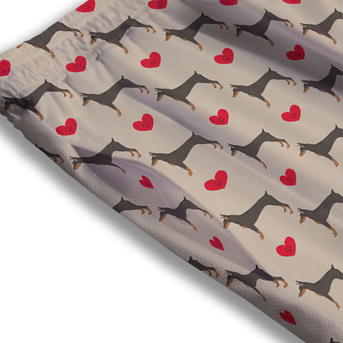 Dobermann Heart Print Pattern Mesh Shorts - Image 3