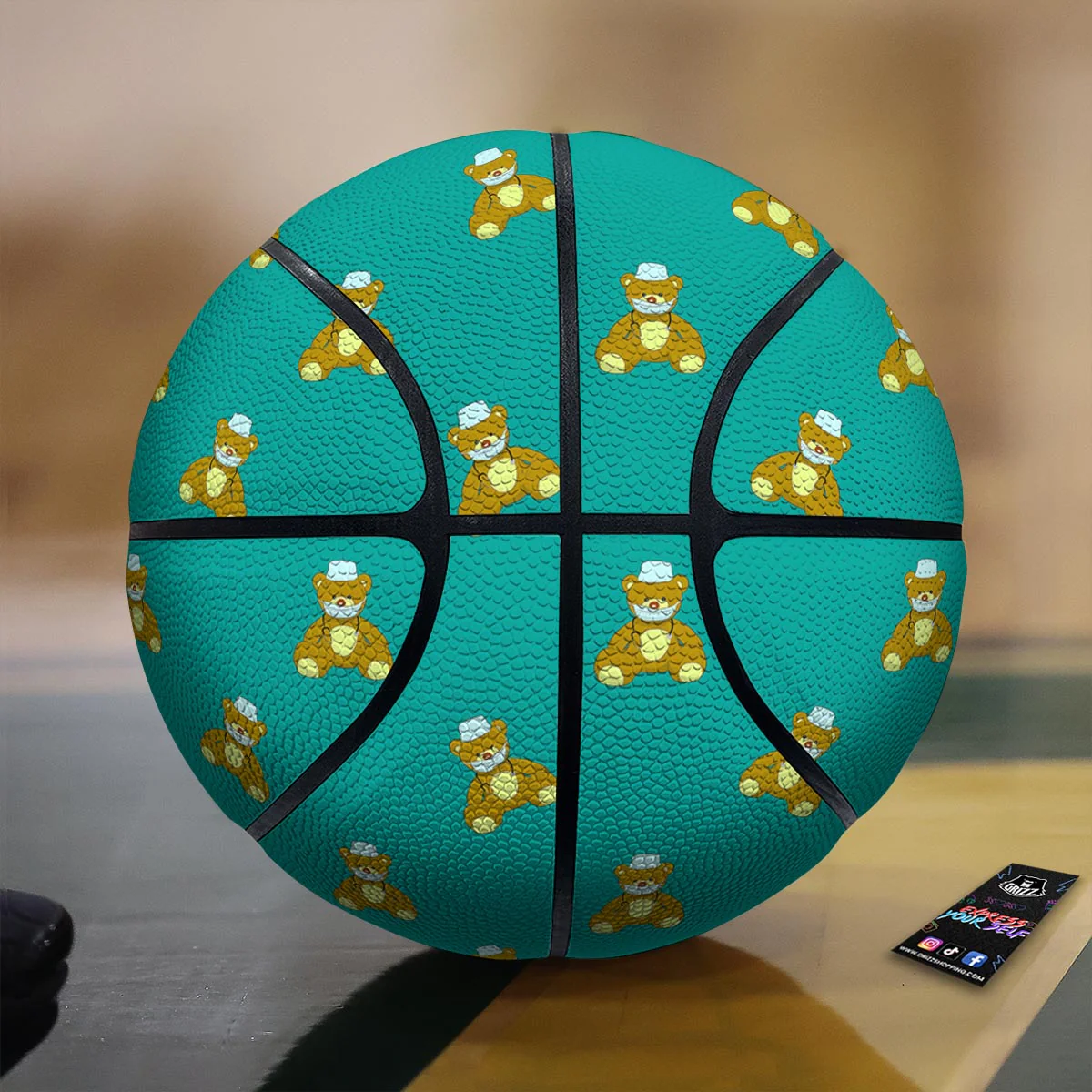 Doctor Teddy Bear Print Pattern Basketball