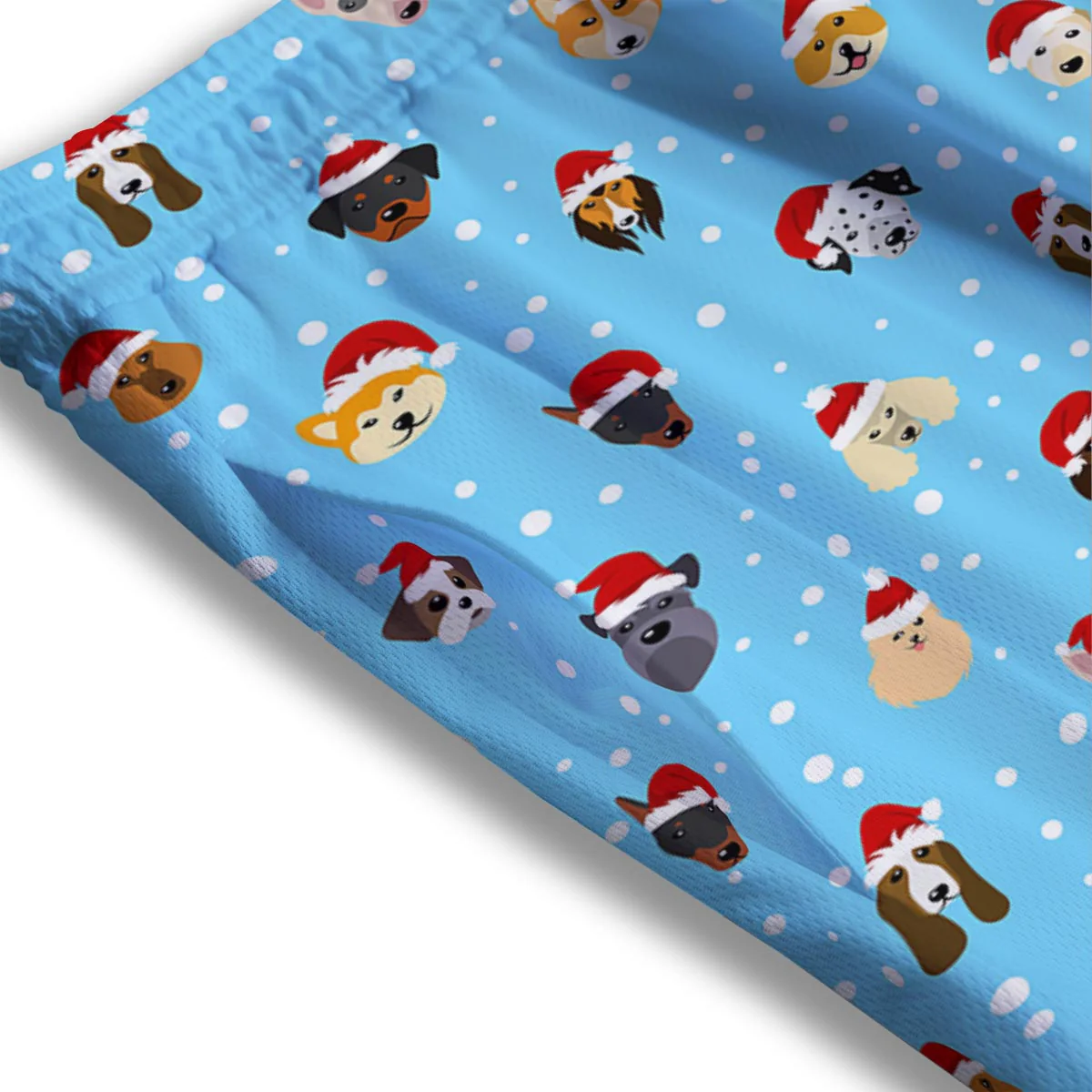 Dog Santa Print Pattern Mesh Shorts - Image 3