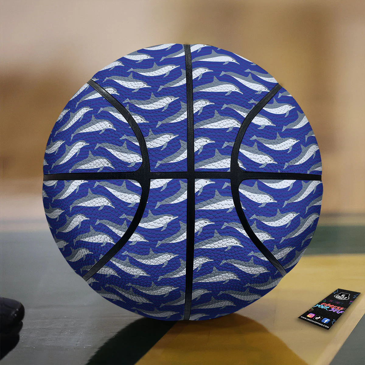 Dolphin And Waves Print Pattern Basketball