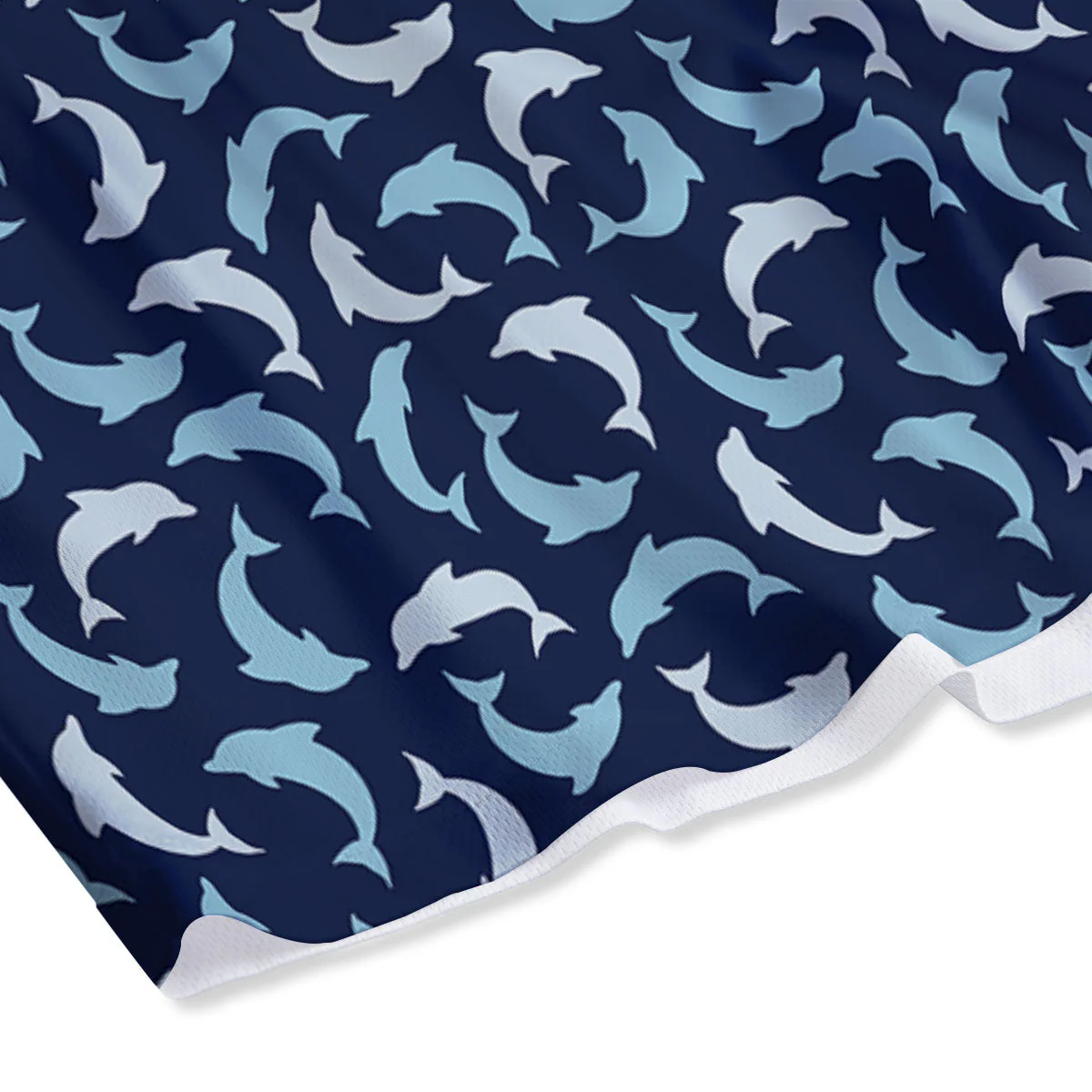 Dolphin Dark Blue Print Pattern Mesh Shorts - Image 4