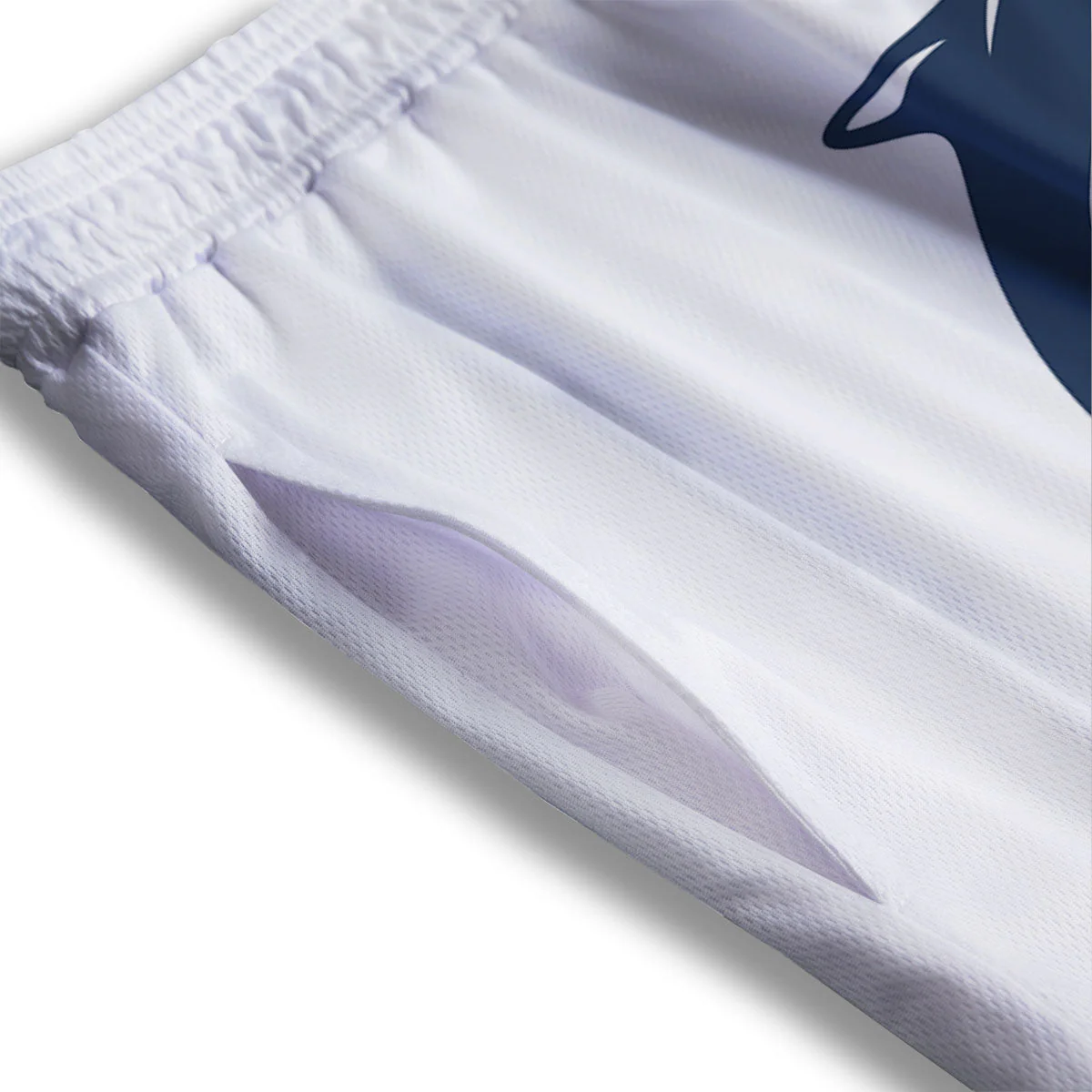 Dolphins Jump On Waves Print Mesh Shorts - Image 3