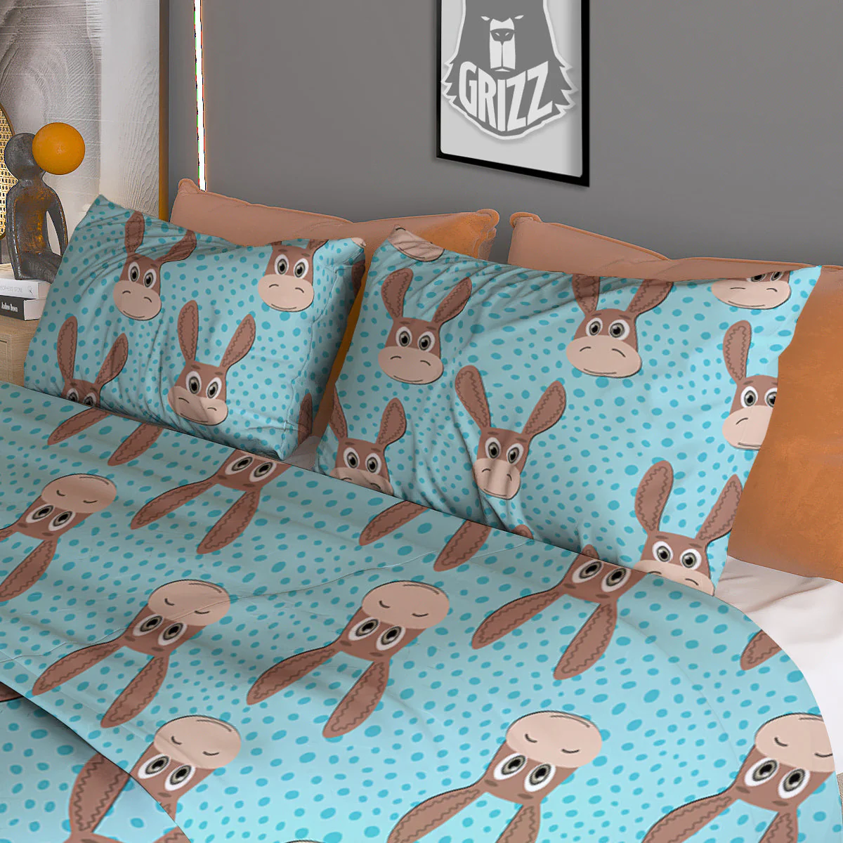 Donkey Cute Cartoon Print Pattern Duvet Cover Bedding Set - Image 3