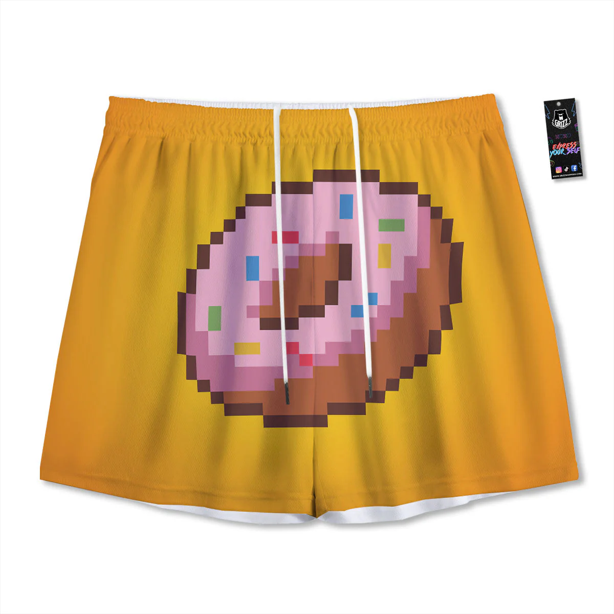 Donut 8-Bit Pixel Print Mesh Shorts