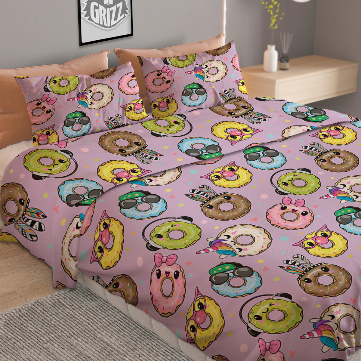 Donut Cute Print Pattern Duvet Cover Bedding Set - Image 2
