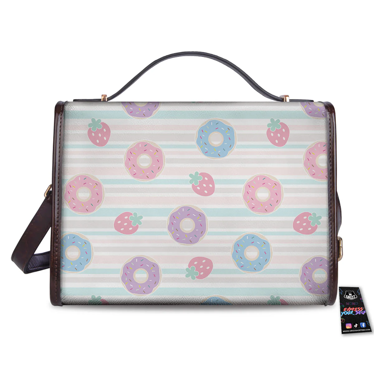 Donut Pastel Print Pattern Women's Satchel Bag - Image 2