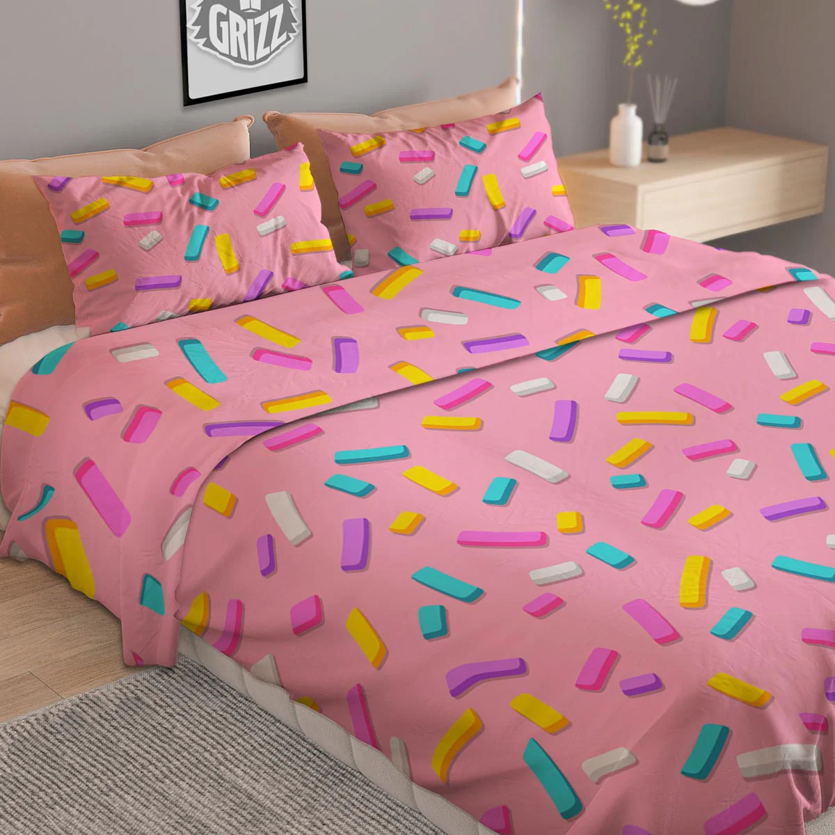 Donut Sprinkles Print Pattern Duvet Cover Bedding Set - Image 2