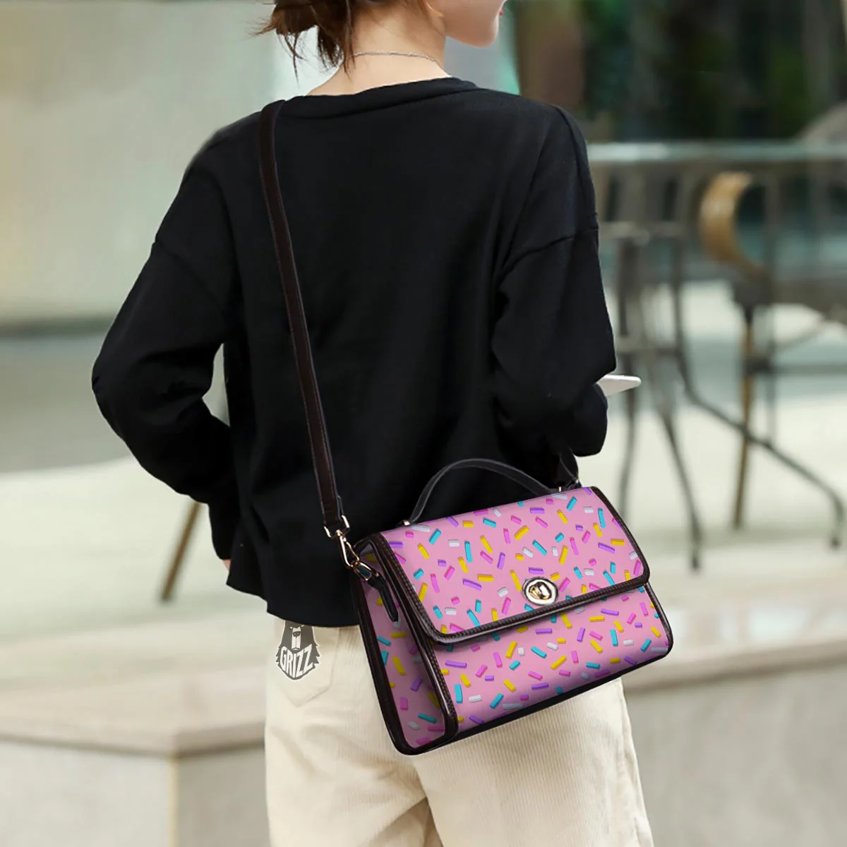Donut Sprinkles Print Pattern Women's Satchel Bag - Image 3