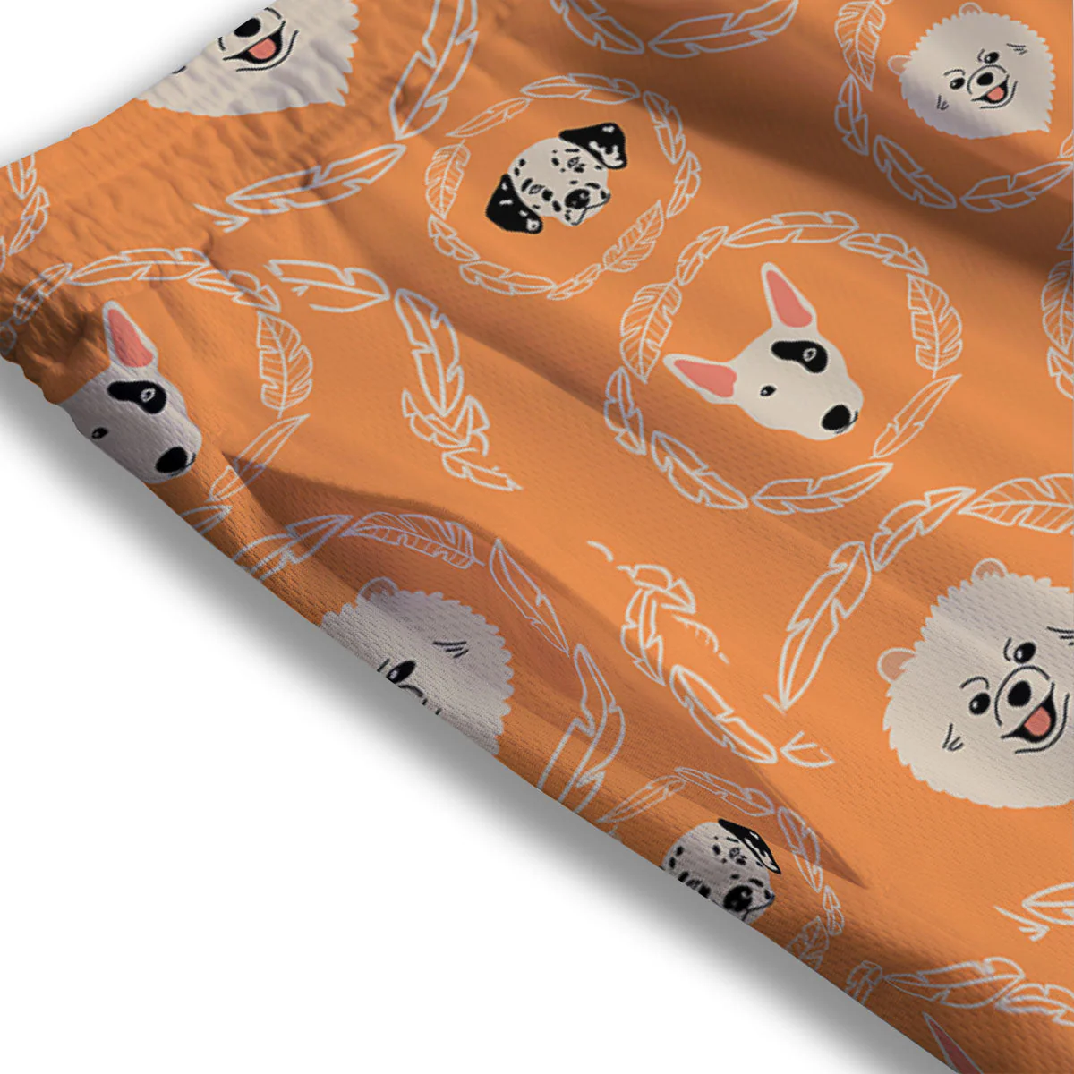 Doodle Dog Orange Print Pattern Mesh Shorts - Image 3