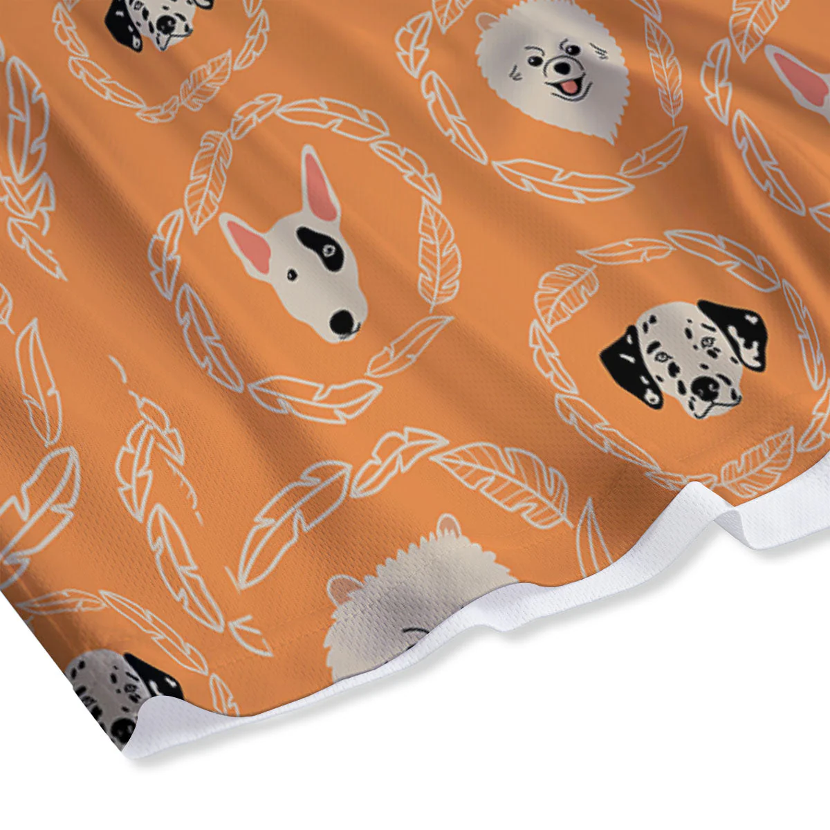 Doodle Dog Orange Print Pattern Mesh Shorts - Image 4