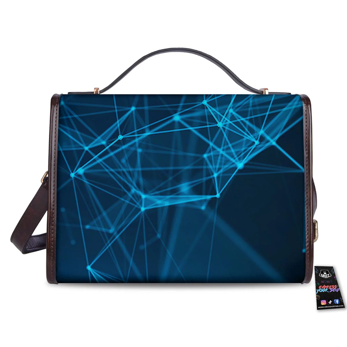 Dot Geometric Teal Polygonal Print Women's Satchel Bag - Image 2
