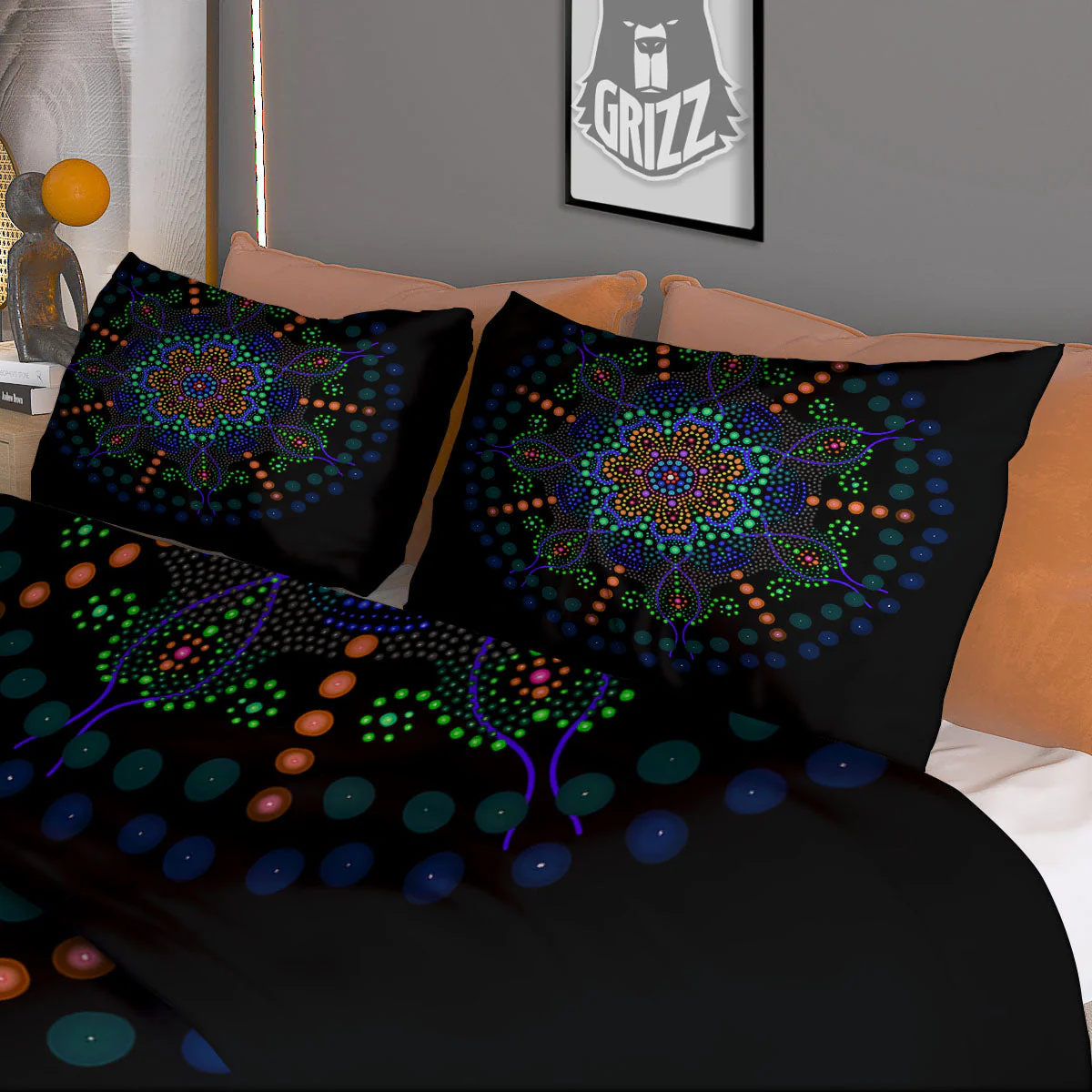 Dot Mandala Green White Print Duvet Cover Bedding Set - Image 3