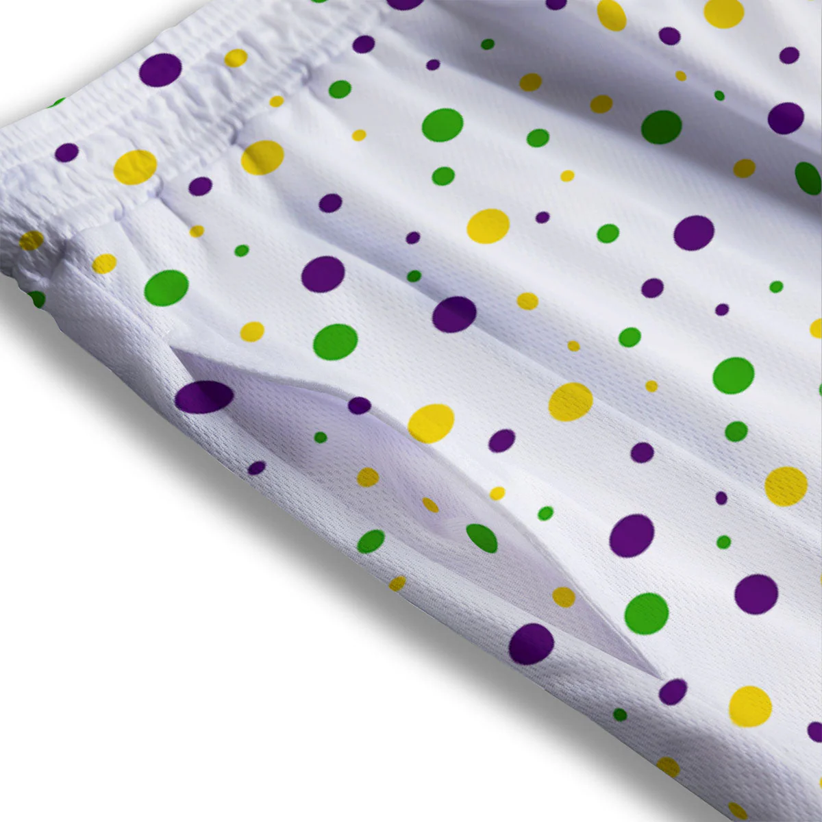 Dot Mardi Gras Print Pattern Mesh Shorts - Image 3